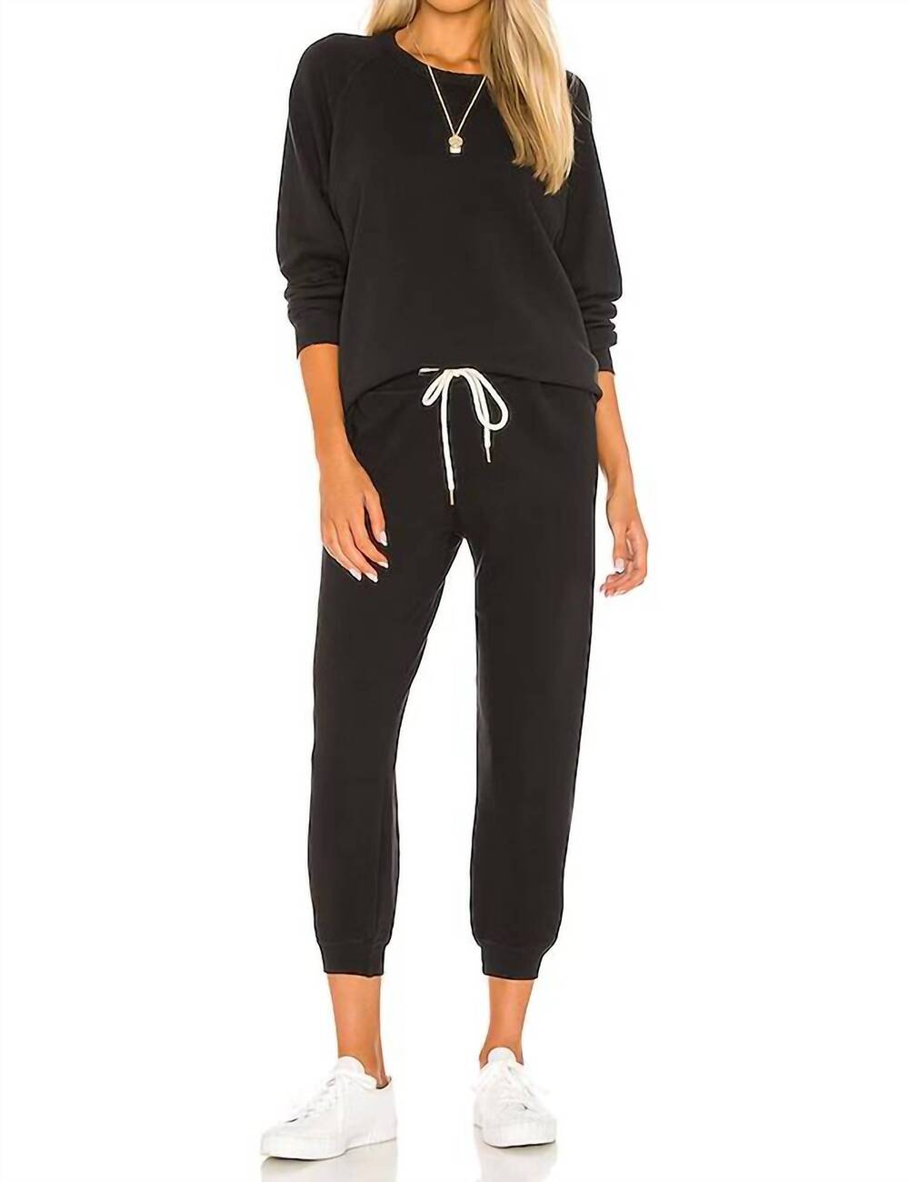 NEW THE GREAT. cropped sweat pants in almost black
